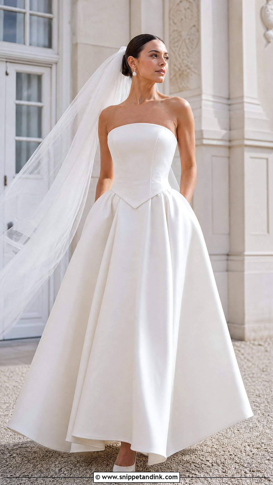 Strapless Silk Basque Waist Wedding Dress - Snippet and Ink - 20 Strapless Silk Wedding Dress Ideas