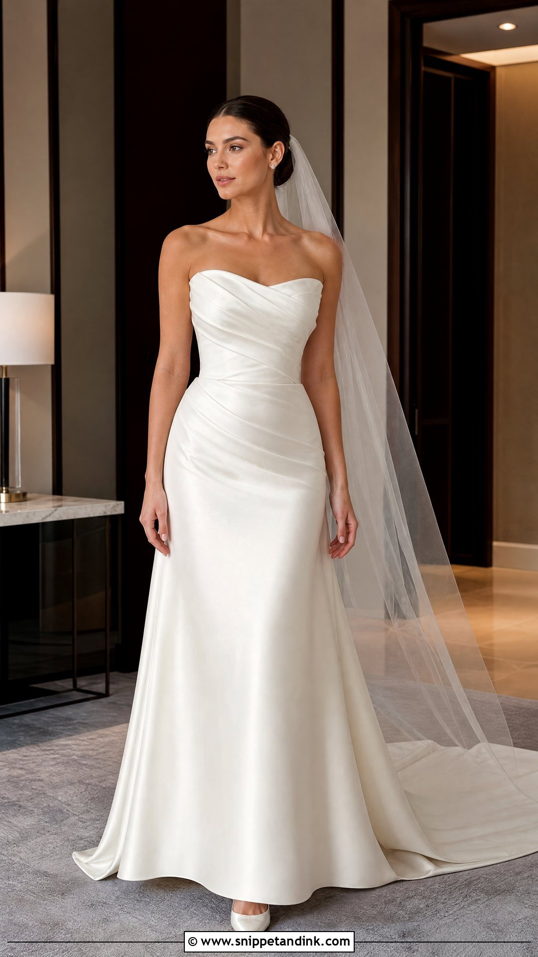 Strapless Silk Draped Corset Wedding Dress - Snippet and Ink - 20 Strapless Silk Wedding Dress Ideas