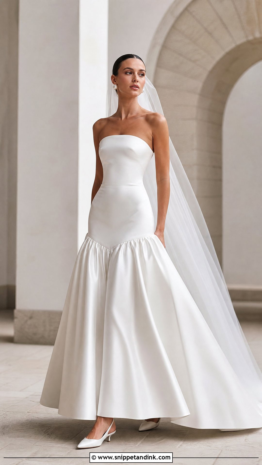 Strapless Silk Drop Waist Wedding Dress - Snippet and Ink - 20 Strapless Silk Wedding Dress Ideas