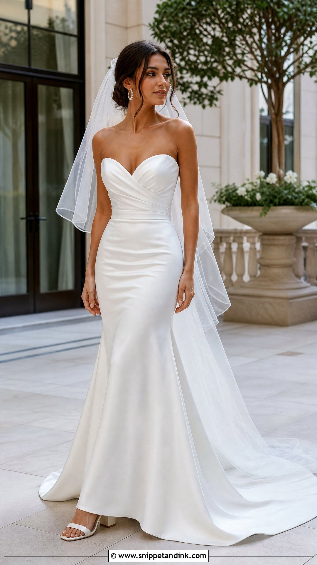 Strapless Silk Fit and Flare Wedding Dress - Snippet and Ink - 20 Strapless Silk Wedding Dress Ideas