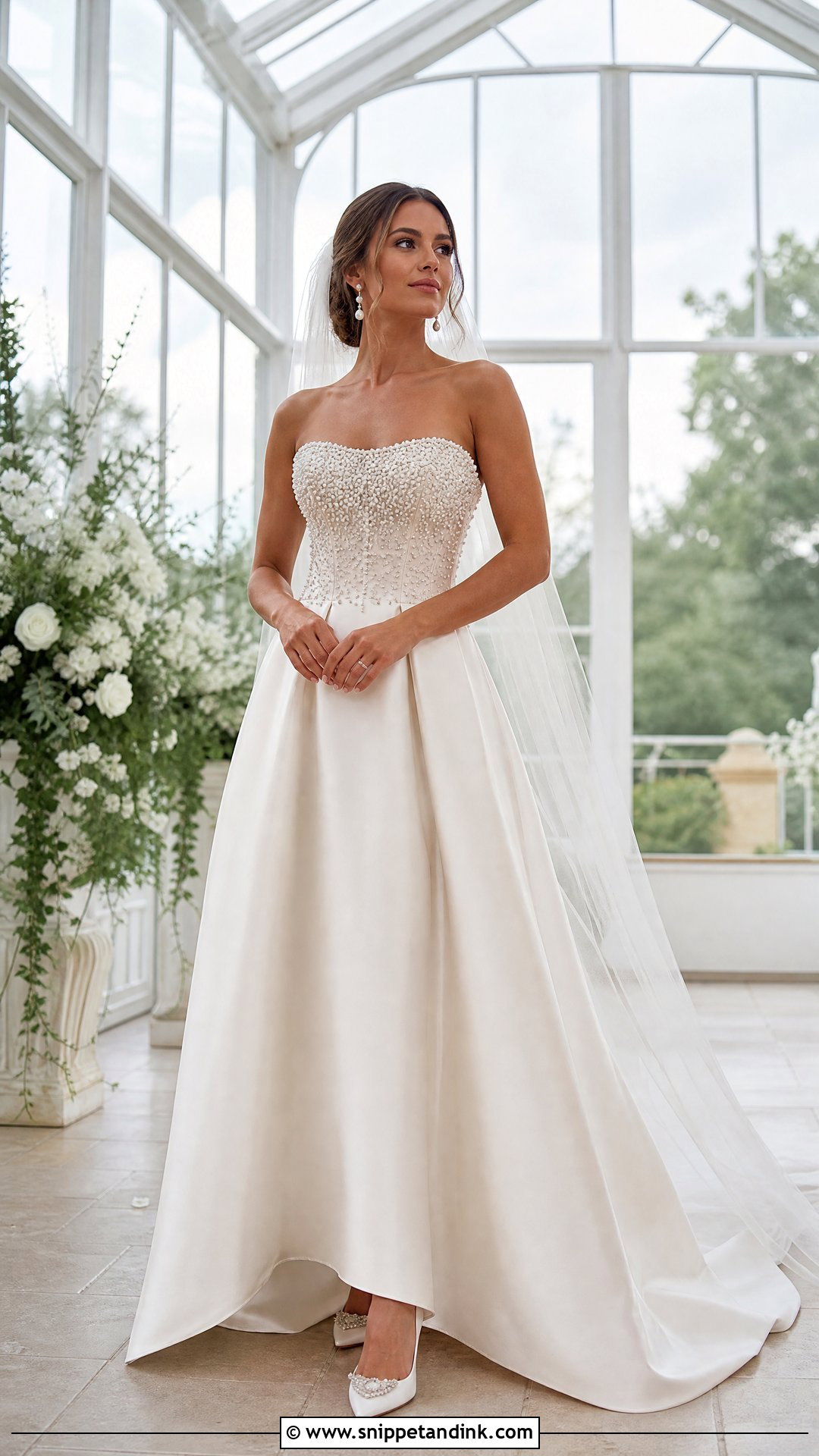 Strapless Silk Pearl Wedding Dress - Snippet and Ink - 20 Strapless Silk Wedding Dress Ideas