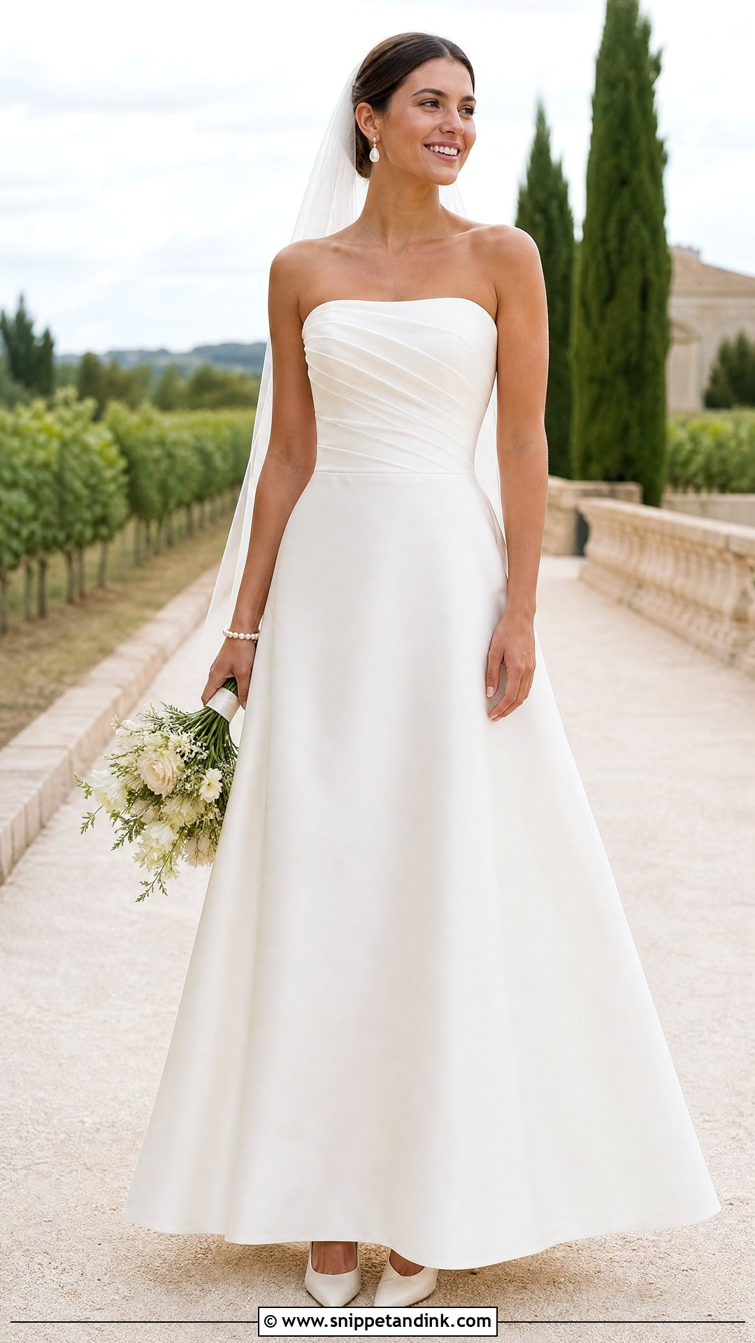 Strapless Silk Pleated Bodice Wedding Dress - Snippet and Ink - 20 Strapless Silk Wedding Dress Ideas