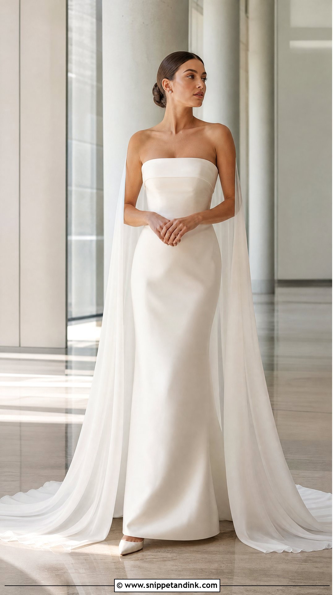 Strapless Silk Wedding Dress With Cape - Snippet and Ink - 20 Strapless Silk Wedding Dress Ideas
