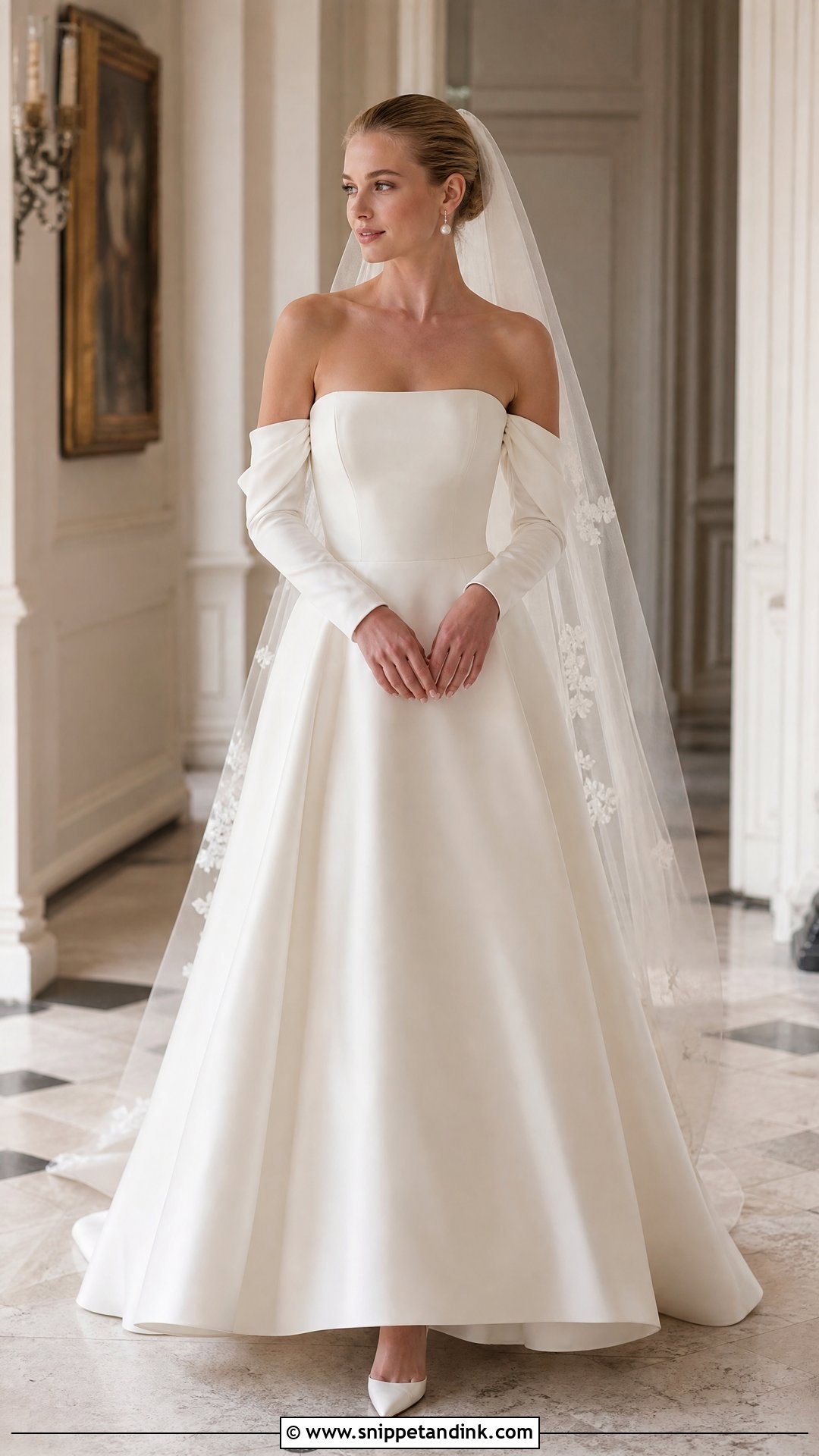 Strapless Silk Wedding Dress With Detachable Sleeves - Snippet and Ink - 20 Strapless Silk Wedding Dress Ideas