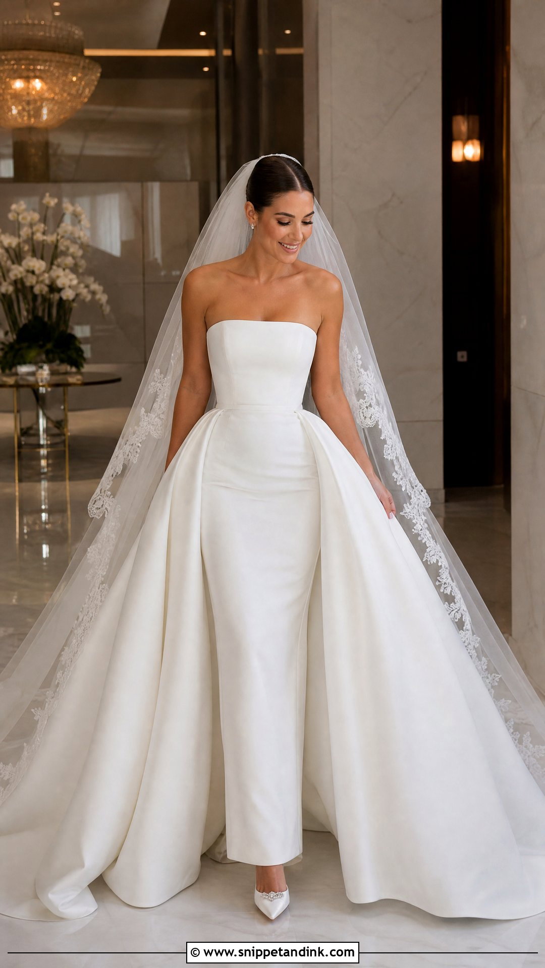 Strapless Silk Wedding Dress With Overskirt - Snippet and Ink - 20 Strapless Silk Wedding Dress Ideas