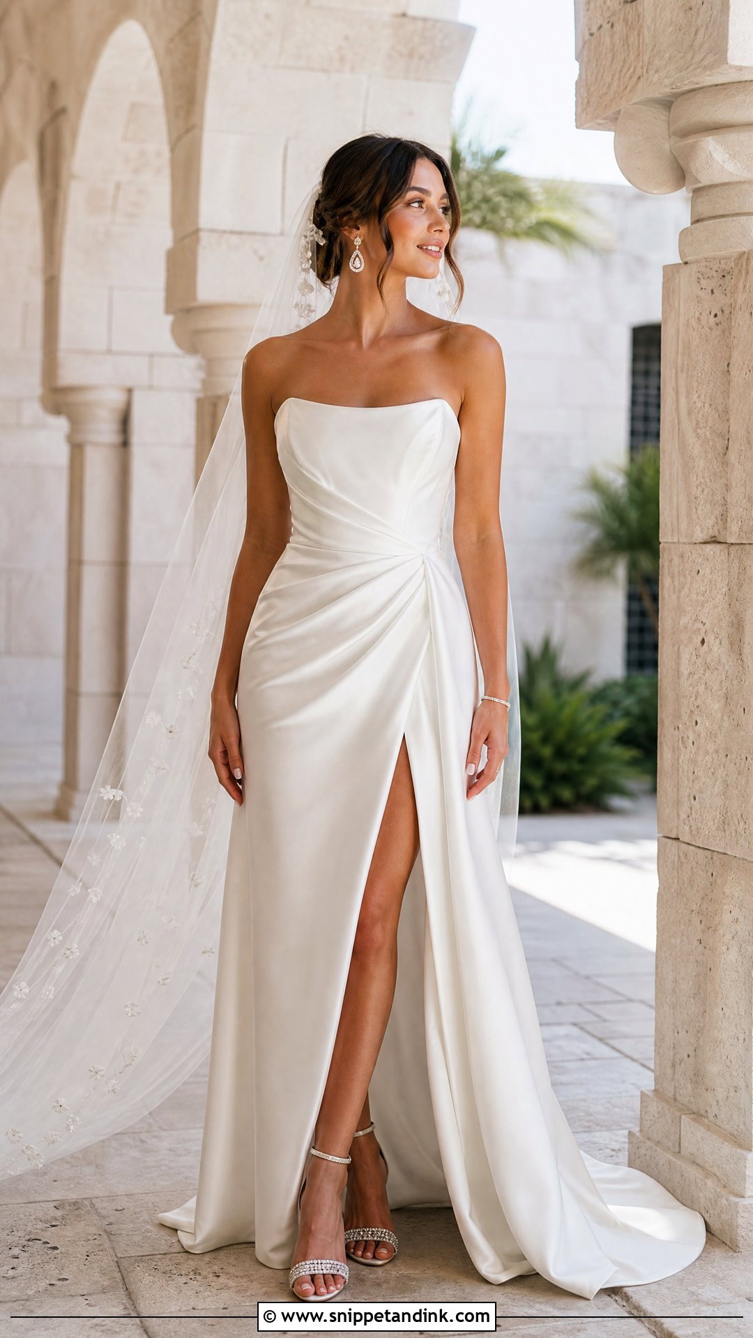Strapless Silk Wedding Dress With Slit - Snippet and Ink - 20 Strapless Silk Wedding Dress Ideas