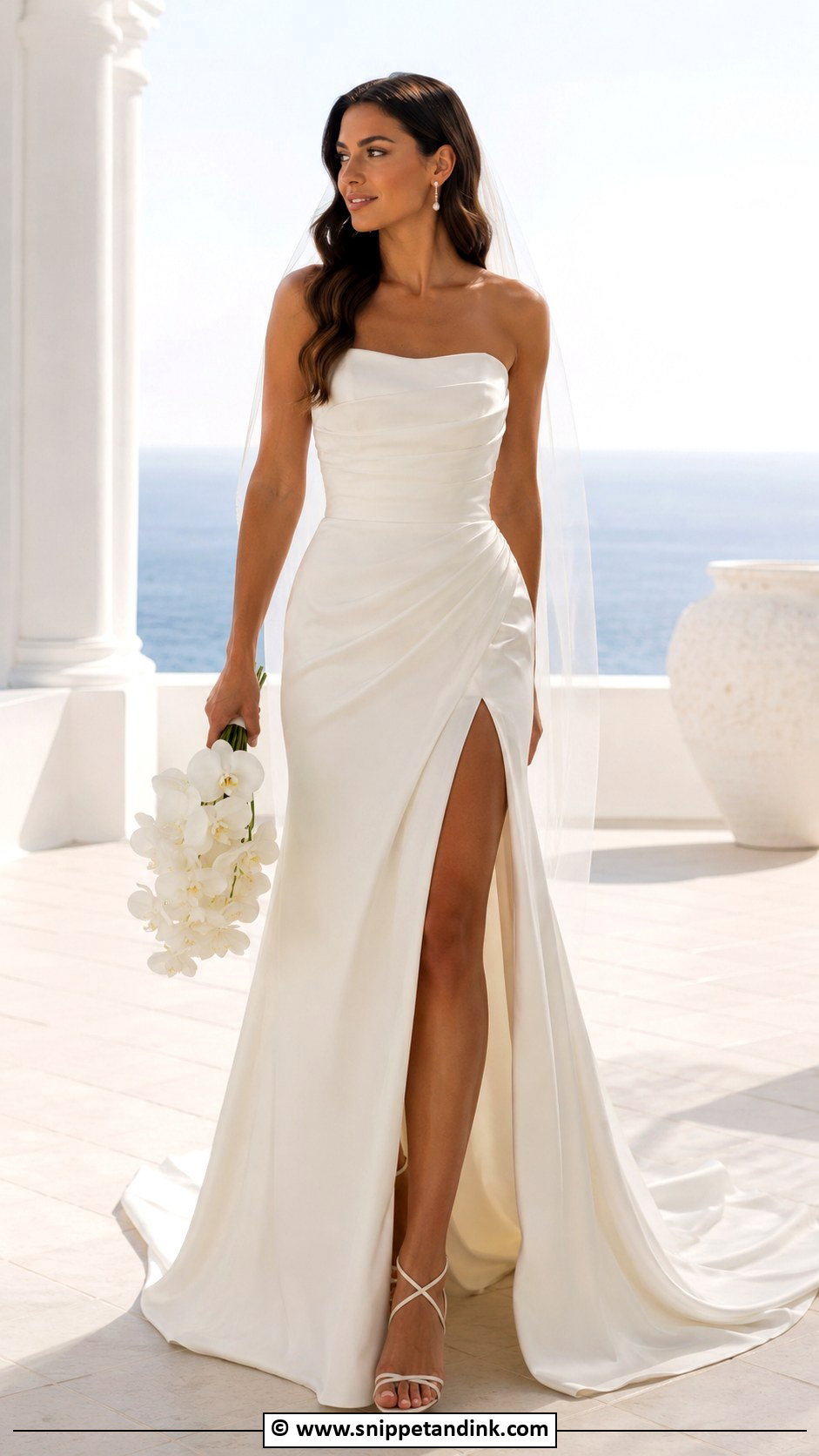 Strapless Slit Wedding Dress - Snippet and Ink - 35 Strapless Wedding Dress Ideas
