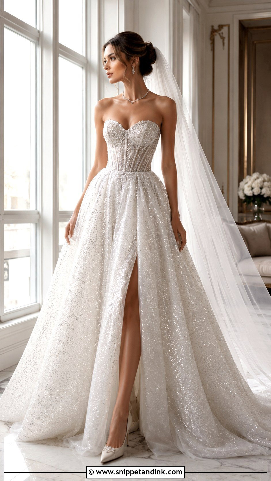 Strapless Sparkle Corset Wedding Dress - Snippet and Ink - 20 Glitter Sparkle Wedding Dress Ideas