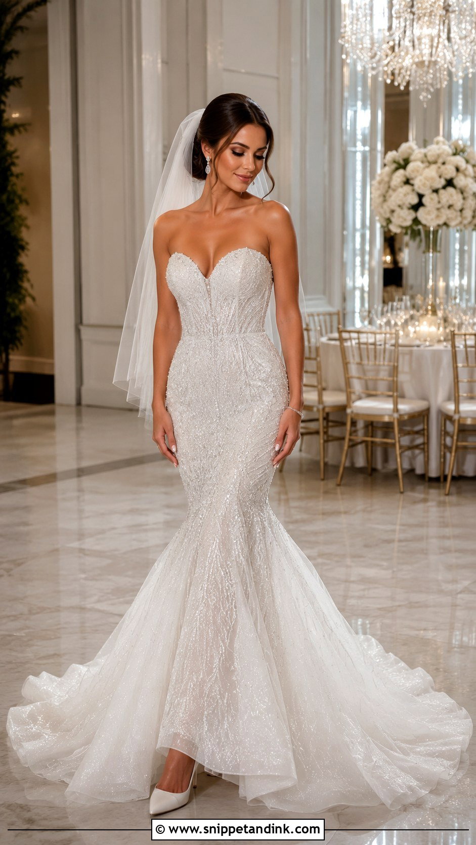 Strapless Sparkle Mermaid Wedding Dress - Snippet and Ink - 25 Strapless Mermaid Wedding Dress Ideas