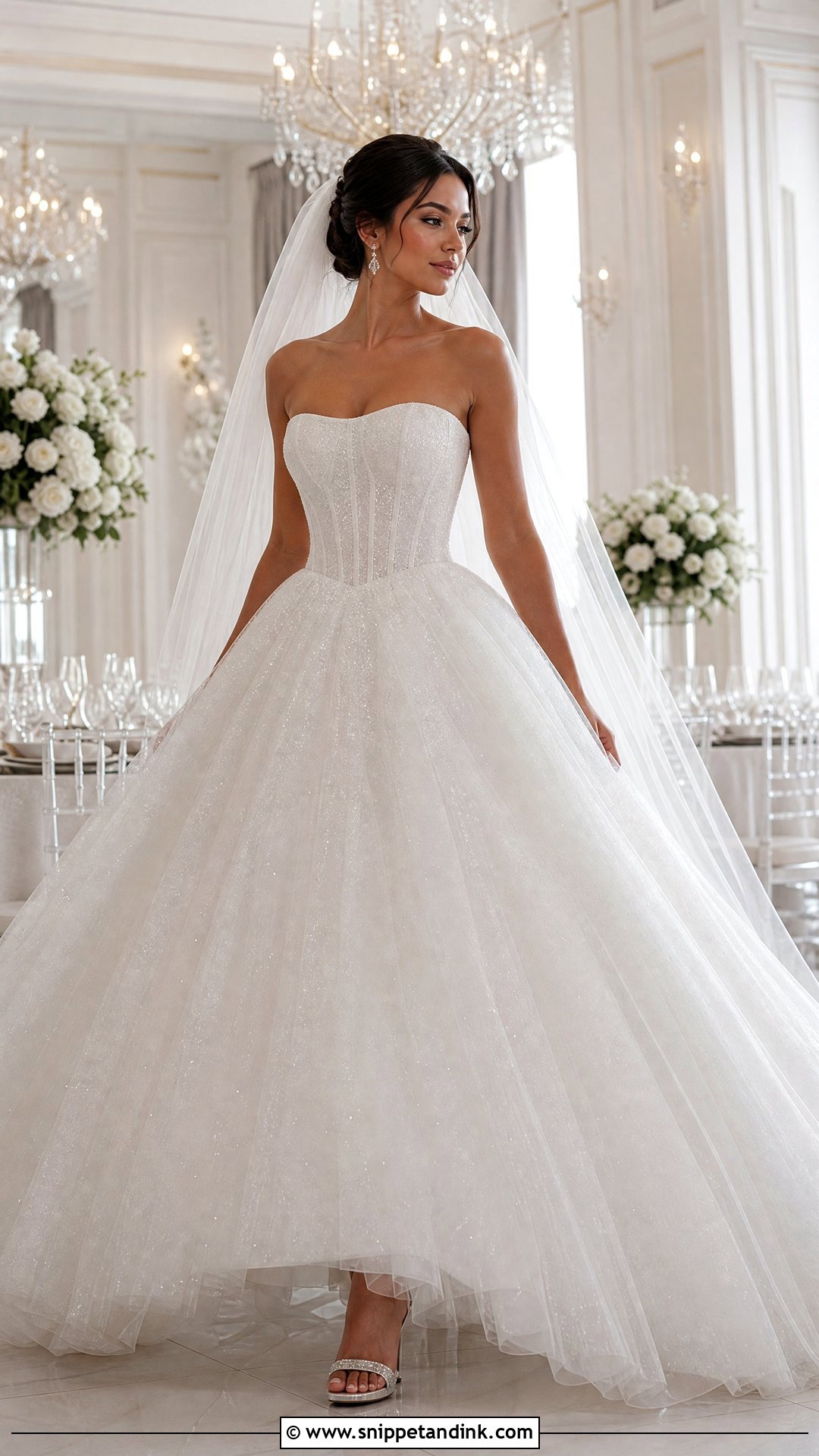 Strapless Sparkle Tulle Ball Gown Wedding Dress - Snippet and Ink - 20 Strapless Ball Gown Wedding Dress Ideas