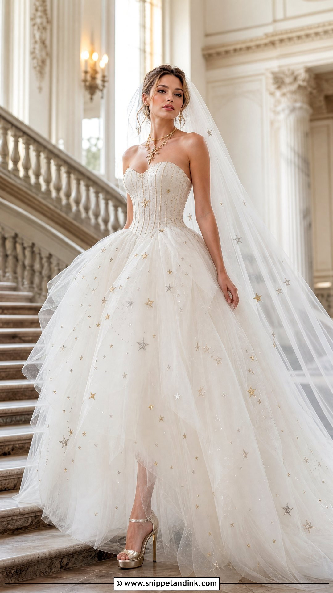 Strapless Starry Ball Gown - Snippet and Ink - 20 Starry Wedding Dress Ideas