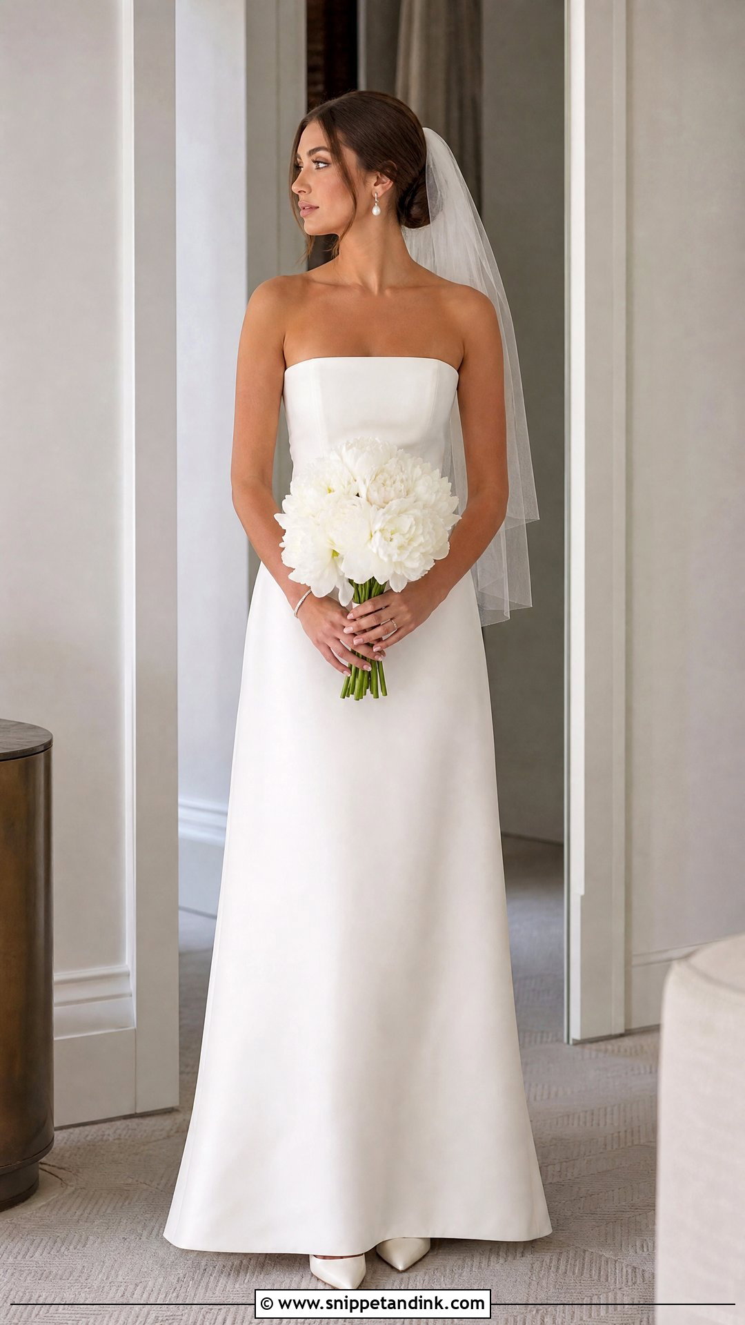 Strapless Straight Neck Wedding Dress - Snippet and Ink - 20 Understated Wedding Dress Ideas
