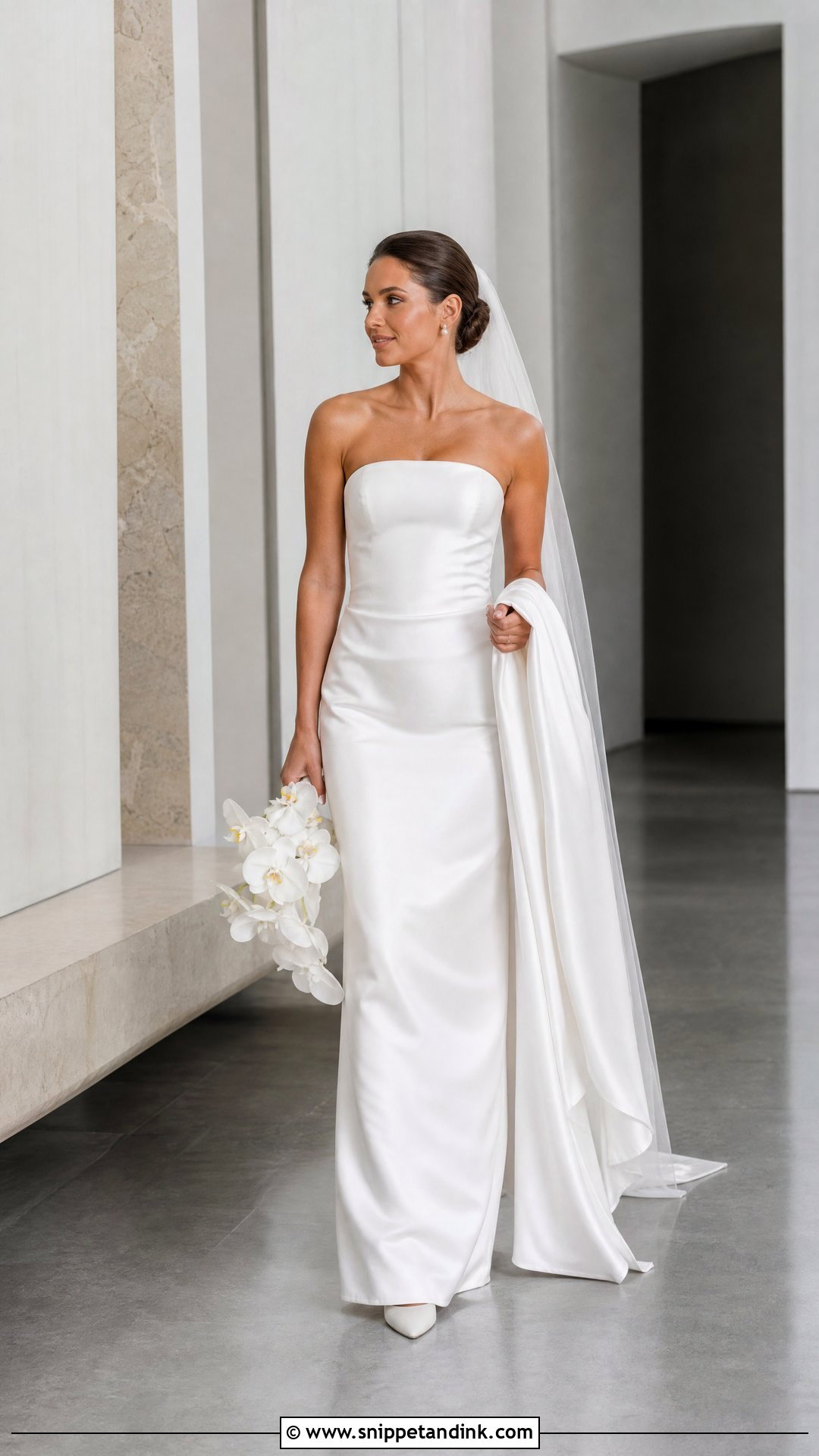 Strapless Straight Neckline Column Wedding Dress - Snippet and Ink - 20 Strapless Fitted Wedding Dress Ideas
