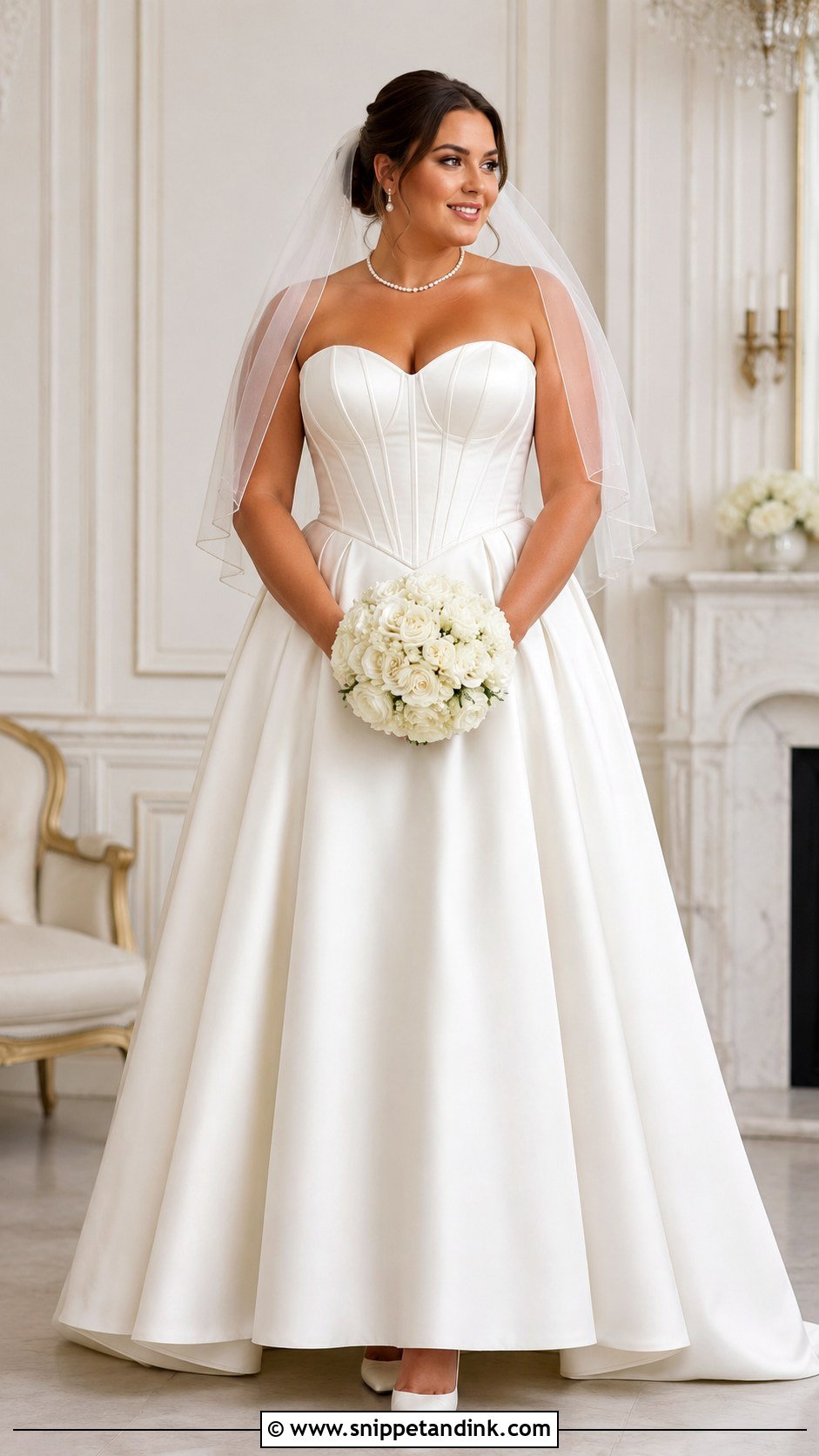 Strapless Sweetheart Basque Waist Wedding Dress - Snippet and Ink - 20 Broad Shoulder Wedding Dress Ideas