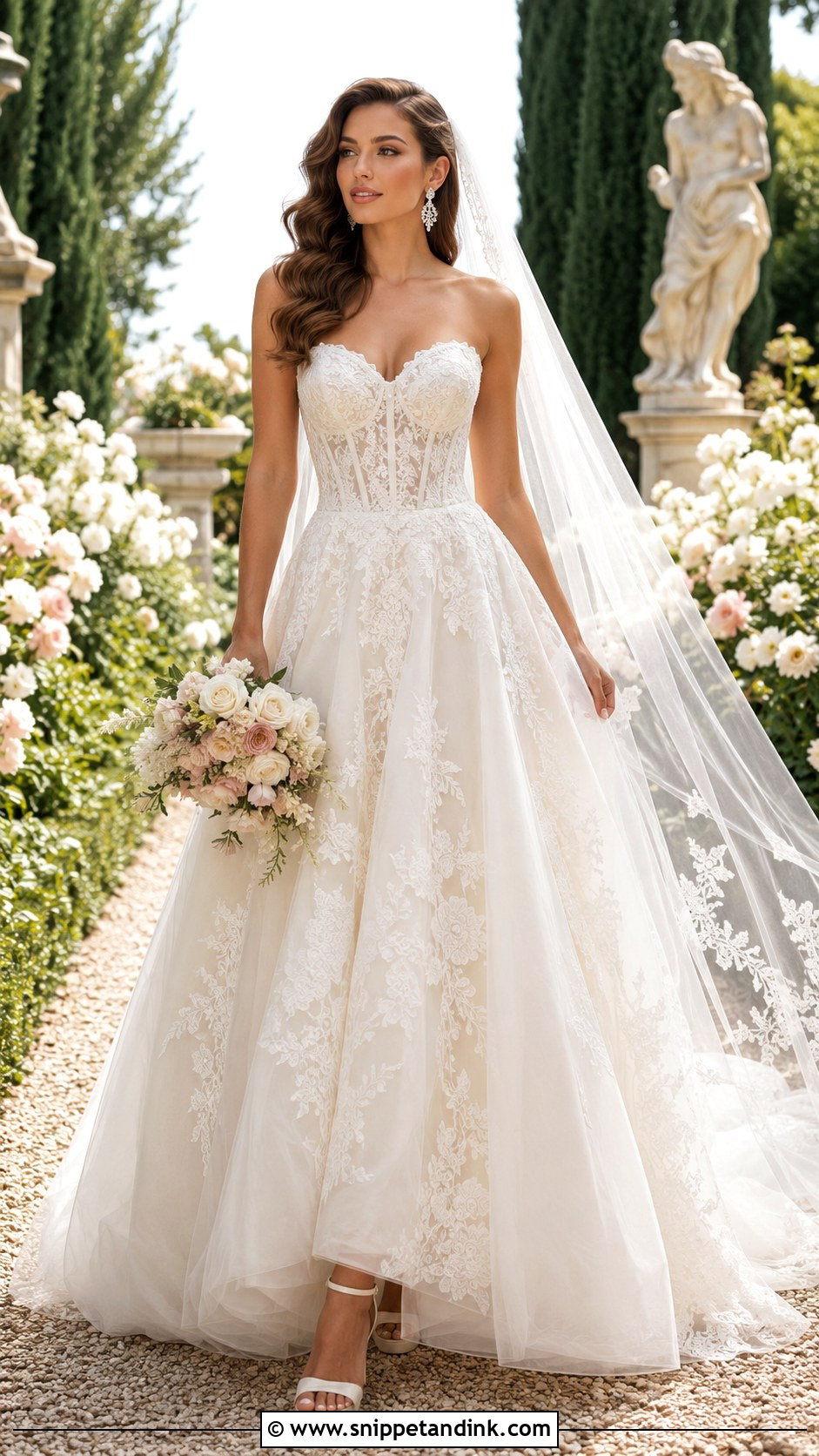 Strapless Sweetheart Lace Overlay Wedding Dress - Snippet and Ink - 20 Lace Overlay Wedding Dress Ideas