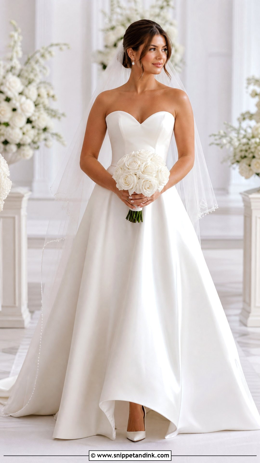 Strapless Sweetheart Satin A Line Wedding Dress - Snippet and Ink - 20 Satin Aline Wedding Dress Ideas