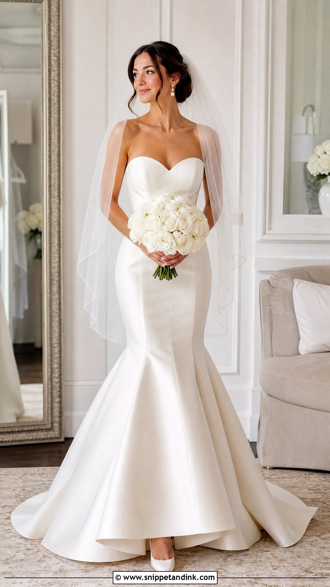 Strapless Sweetheart Satin Mermaid Wedding Gown - Snippet and Ink - 20 Satin Wedding Gown Mermaid Ideas