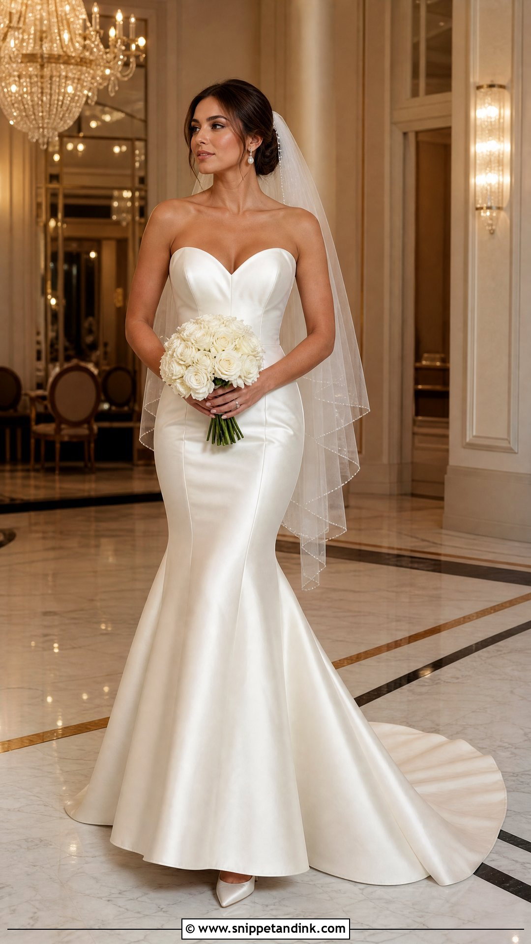 Strapless Sweetheart Satin Trumpet Wedding Dress - Snippet and Ink - 20 Satin Trumpet Wedding Dress Ideas