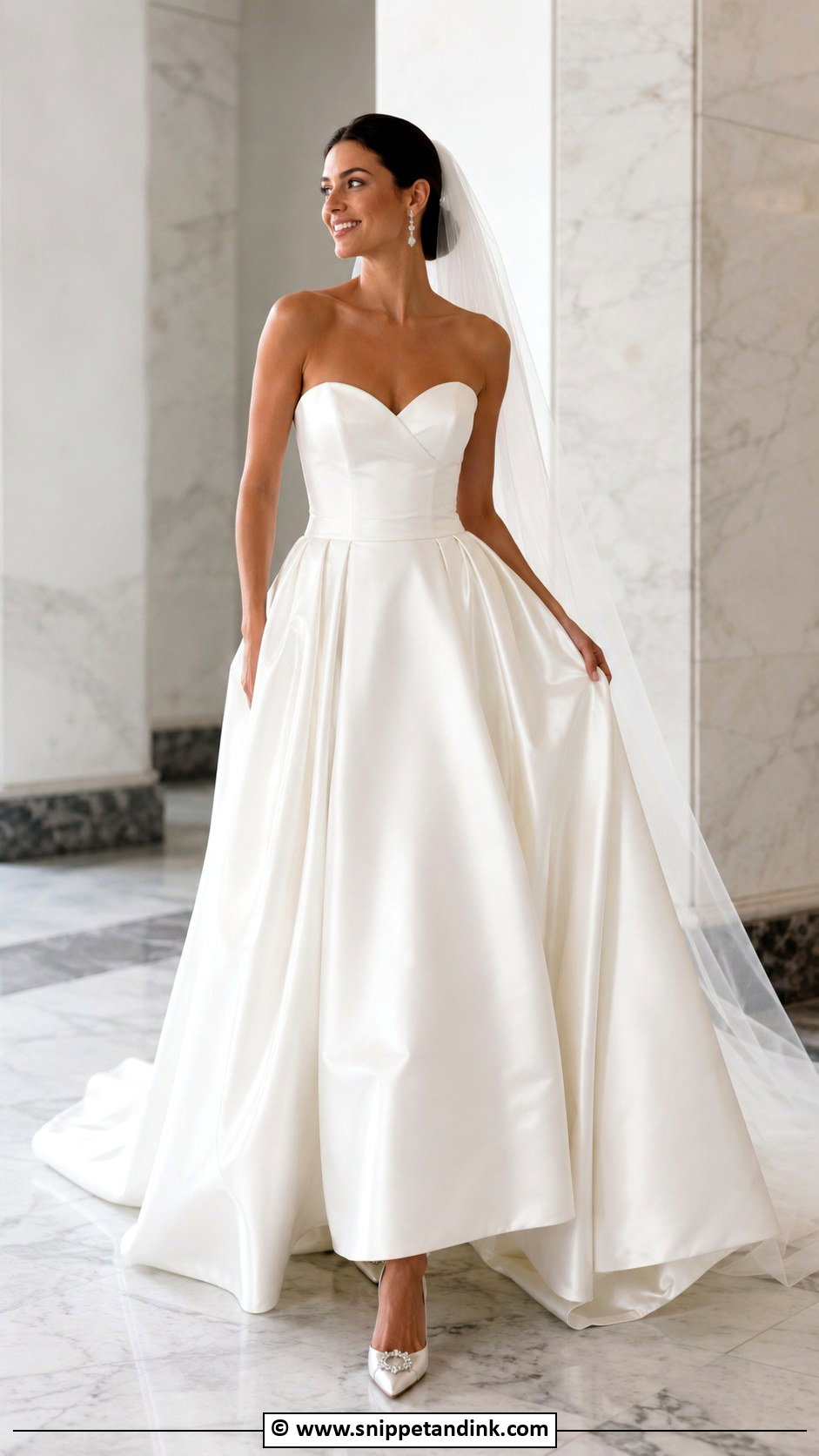 Strapless Sweetheart Satin Wedding Dress - Snippet and Ink - 30 Sweetheart Neckline Wedding Dress Ideas