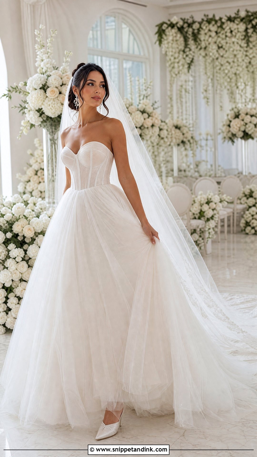 Strapless Sweetheart Tulle Ball Gown Wedding Dress - Snippet and Ink - 20 Tulle Ball Gown Wedding Dress Ideas