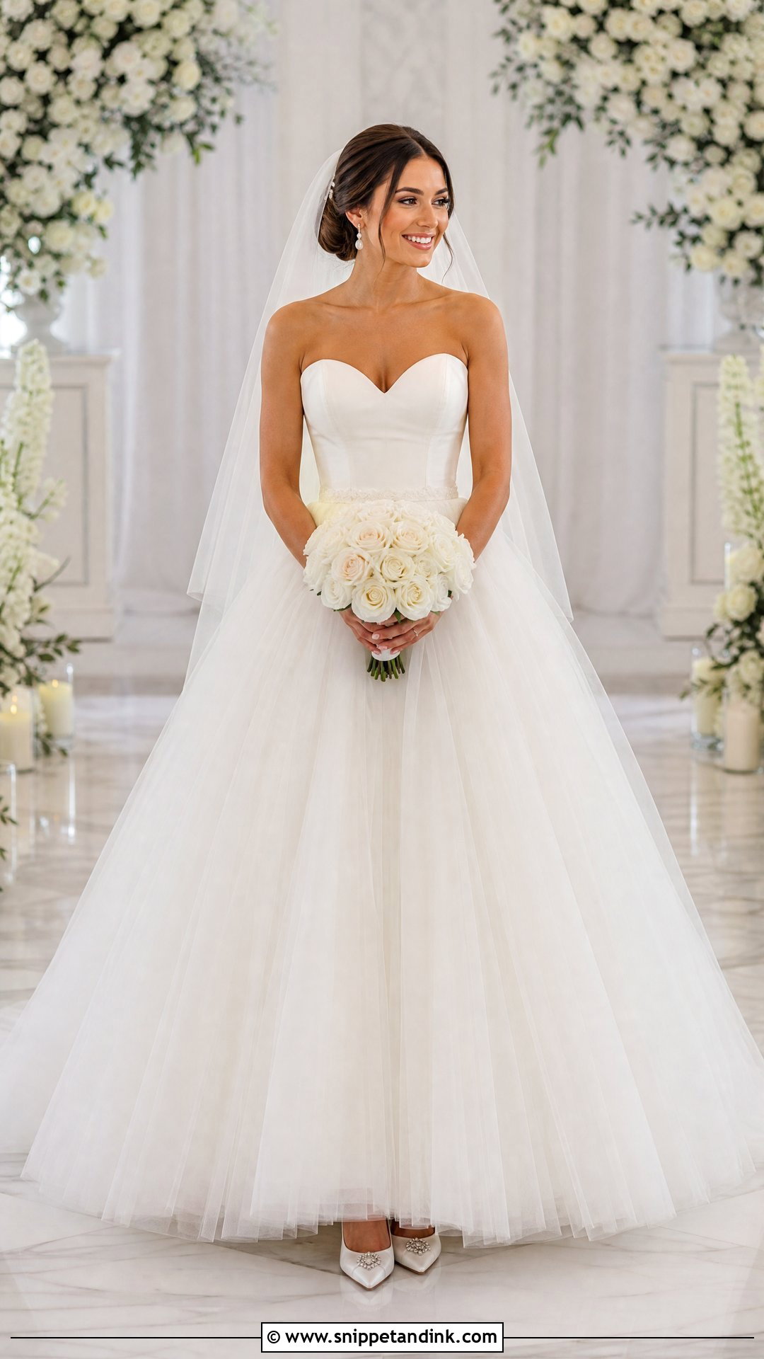 Strapless Sweetheart Tulle Wedding Dress Ballgown - Snippet and Ink - 20 Tulle Wedding Dress Ballgown Ideas