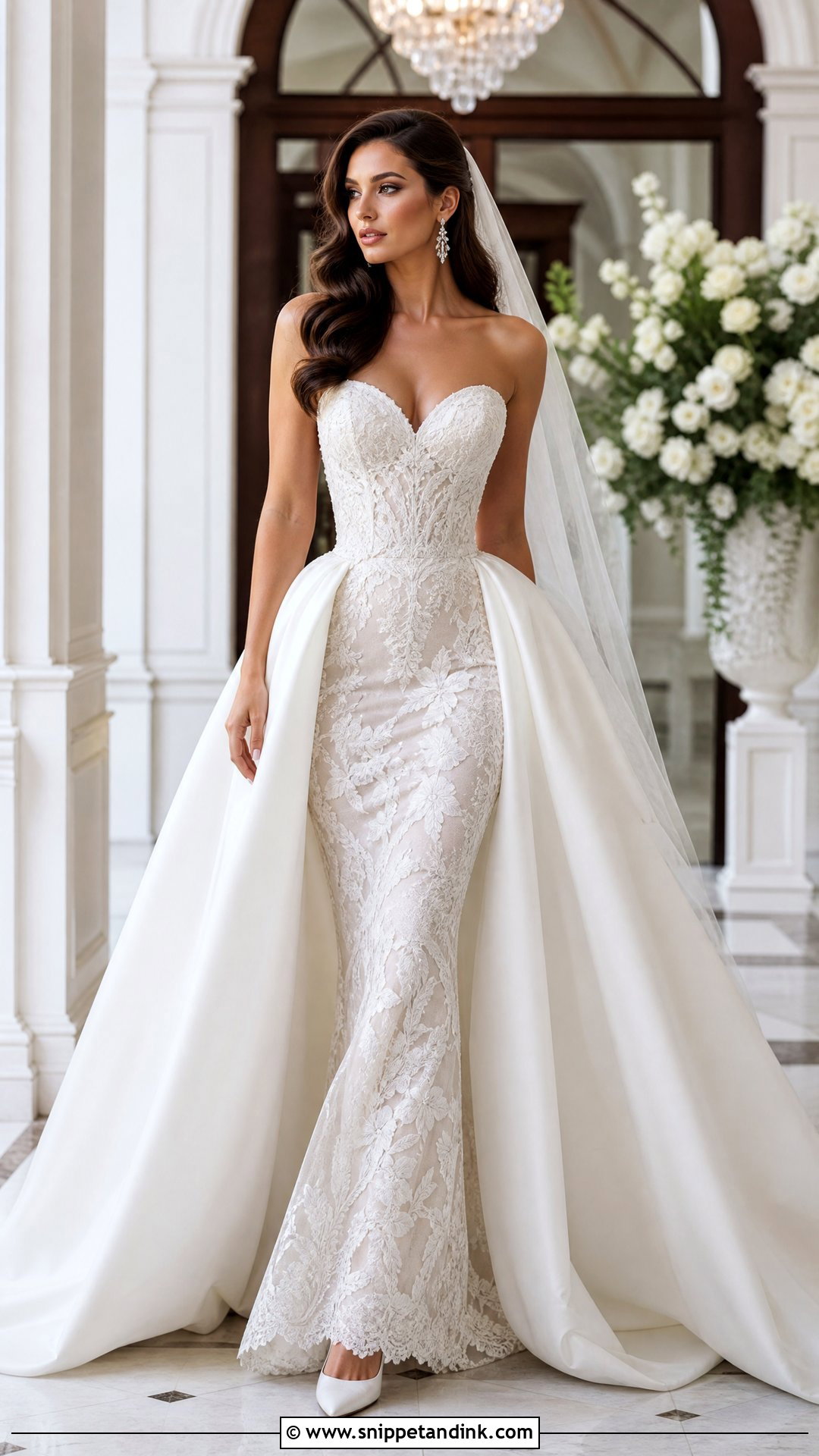 Strapless Sweetheart Wedding Dress With Overskirt - Snippet and Ink - 20 Strapless Sweetheart Wedding Dress Ideas