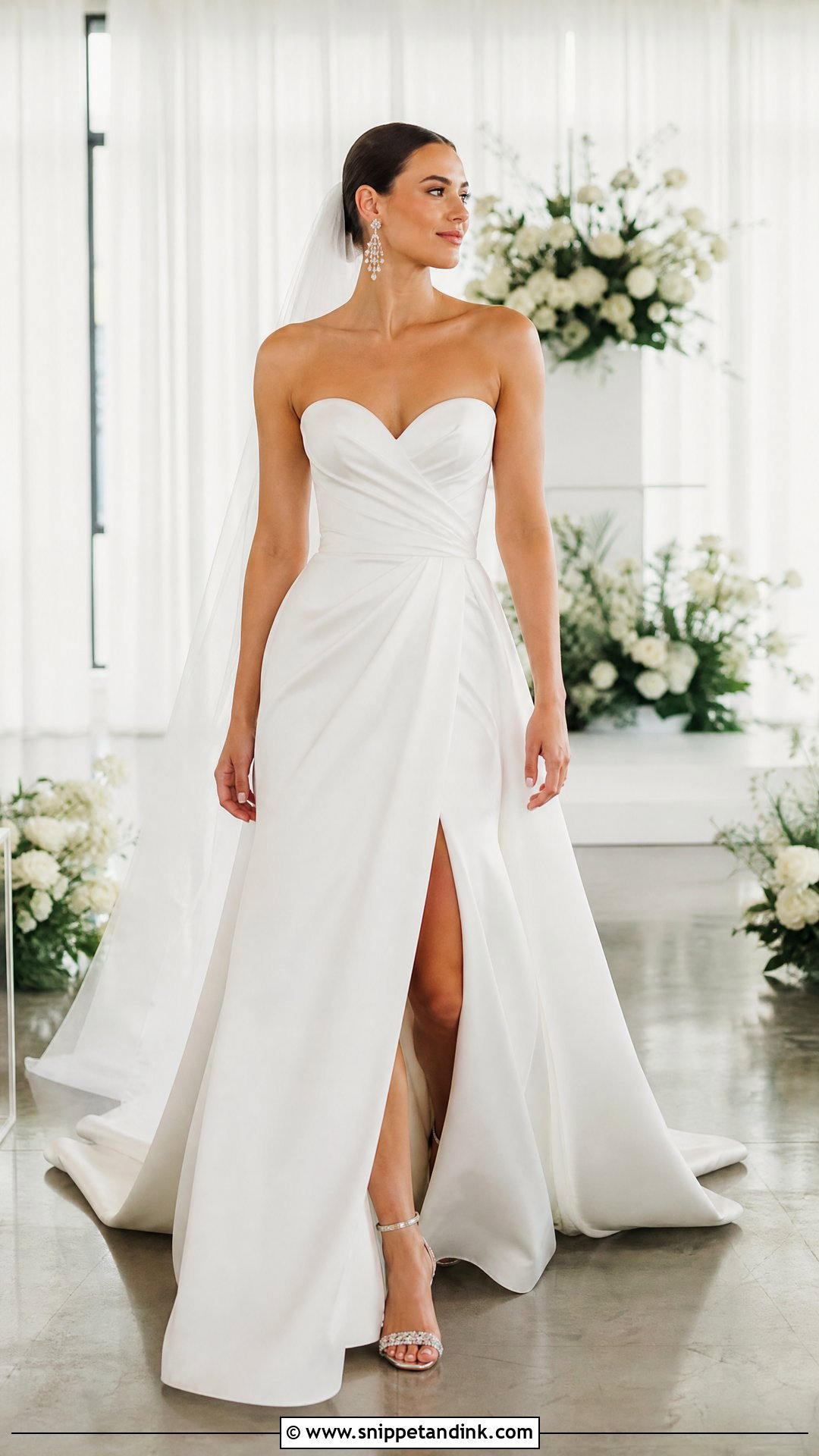Strapless Sweetheart Wedding Dress With Slit - Snippet and Ink - 20 Strapless Sweetheart Wedding Dress Ideas