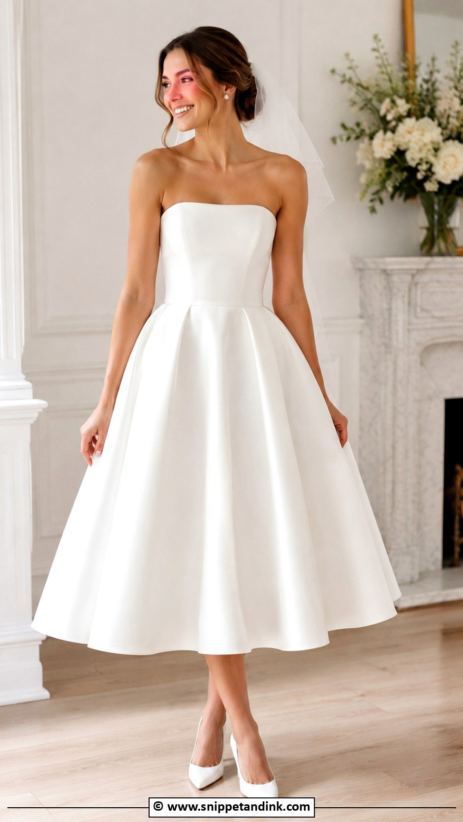 Strapless Tea Length Wedding Dress - Snippet and Ink - 35 Strapless Wedding Dress Ideas