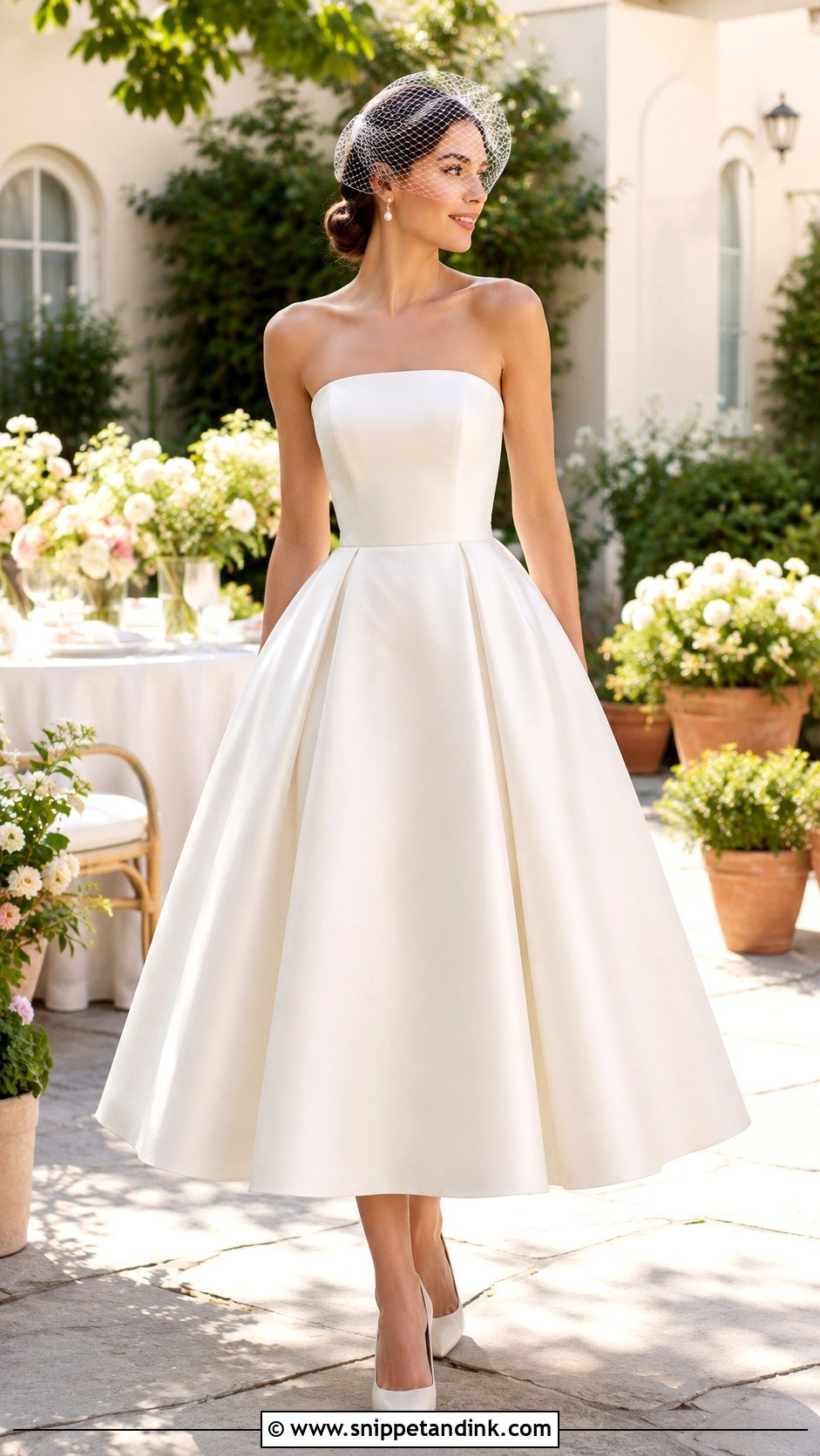 Strapless Tea Length Wedding Dress - Snippet and Ink - 30 Strapless Wedding Dresses