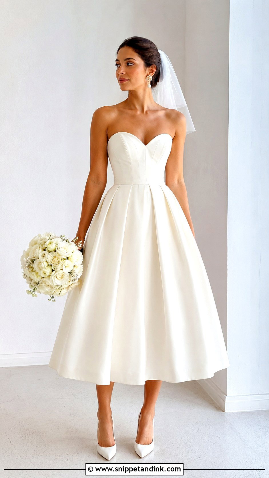 Strapless Tea Length Wedding Dress - Snippet and Ink - 25 Midi Wedding Dress Tea Length Ideas