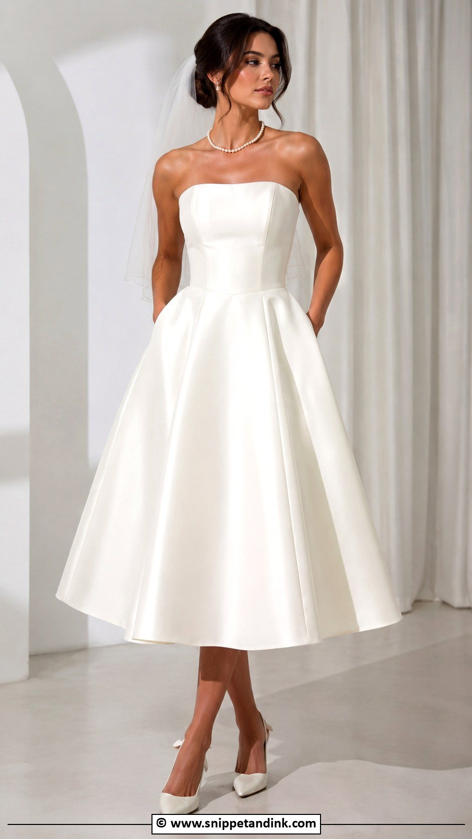 Strapless Tea Length Wedding Dress - Snippet and Ink - 30 Tea Length Wedding Dress Ideas