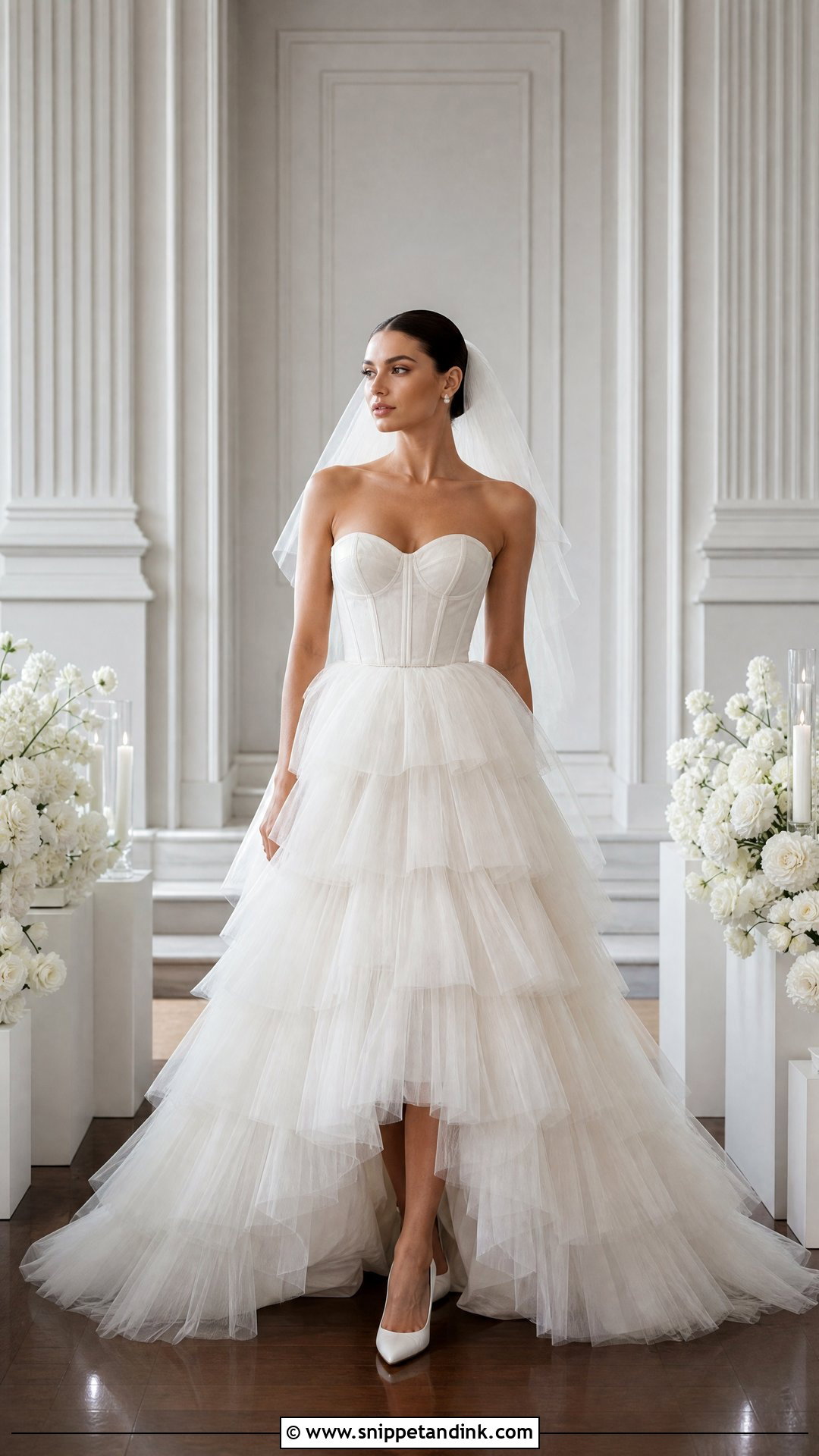 Strapless Tiered Ruffle Bridal Gown - Snippet and Ink - 20 Ruffle Bridal Gown Ideas