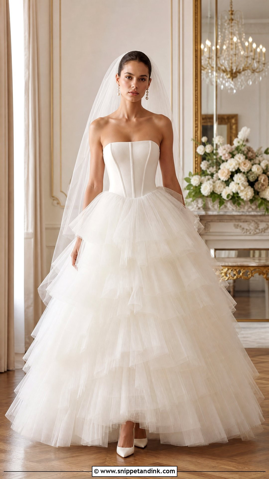 Strapless Tiered Tulle Ruffle Wedding Dress - Snippet and Ink - 20 Tulle Ruffle Wedding Dress Ideas