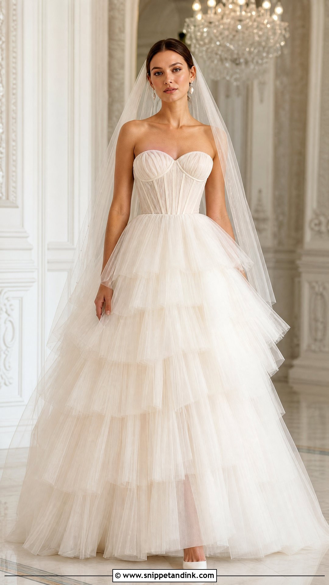 Strapless Tiered Tulle Wedding Dress - Snippet and Ink - 20 Tiered Tulle Wedding Dress Ideas