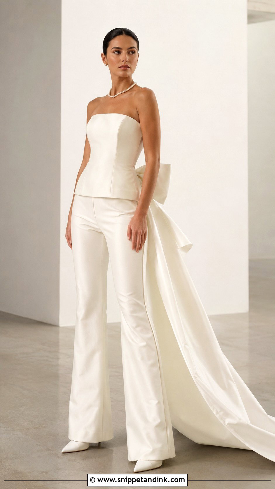 Strapless Top And Flared Bridal Pants - Snippet and Ink - 20 Bridal Pants Ideas