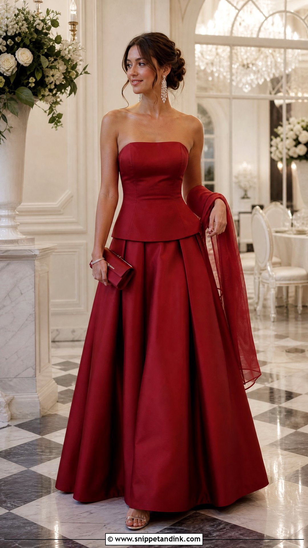 Strapless Top And Full Skirt Two Piece Wedding Outfit - Snippet and Ink - 20 Two Piece Wedding Outfit Ideas