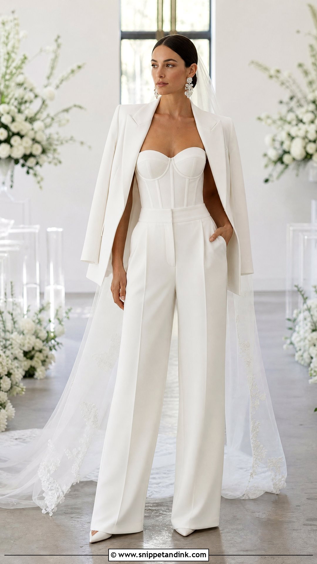 Strapless Top And Wide Leg Pants Wedding Separates - Snippet and Ink - 20 Wedding Separates Ideas