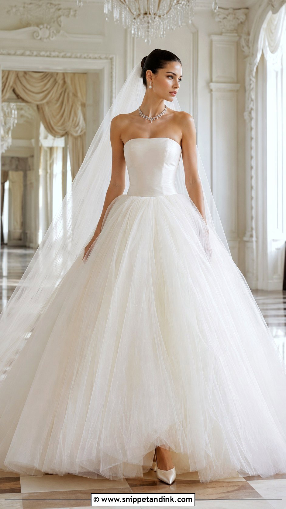 Strapless Tulle Ball Gown Wedding Dress - Snippet and Ink - 20 Big Poofy Wedding Dresses