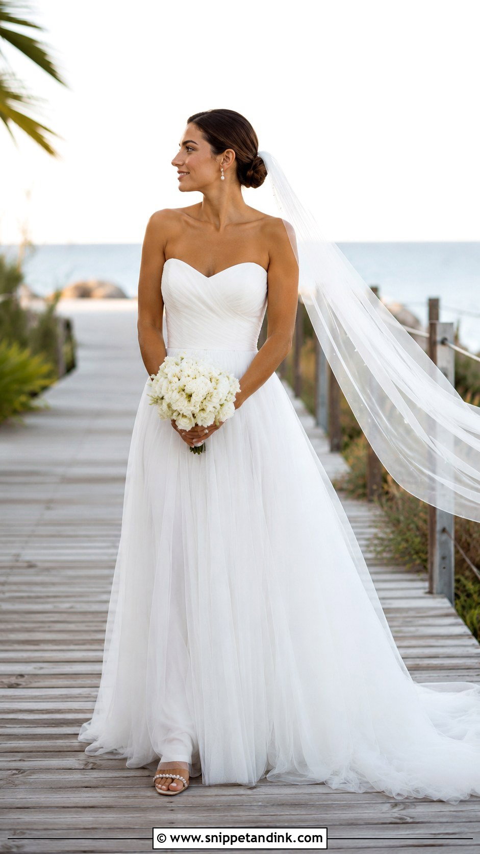 Strapless Tulle Beach Wedding Dress - Snippet and Ink - 20 Elegant Beach Wedding Dress Ideas