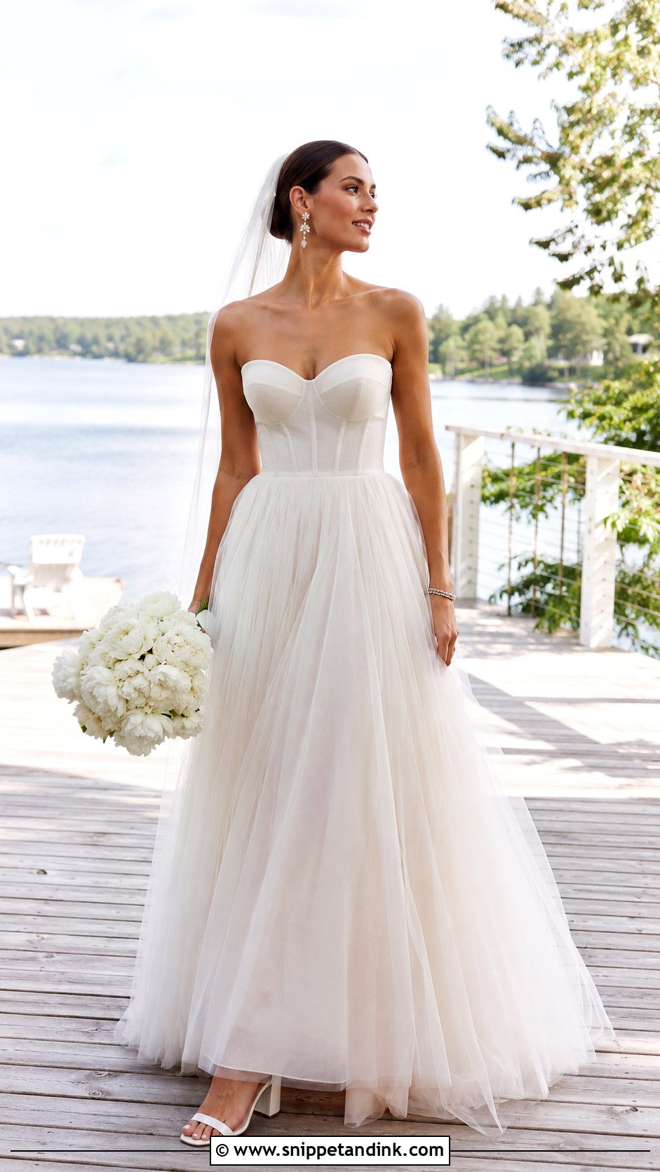 Strapless Tulle Lake Wedding Dress - Snippet and Ink - 20 Lake Wedding Dress Ideas