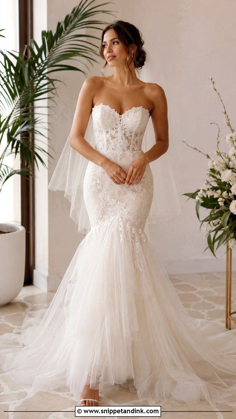 Strapless Tulle Mermaid Wedding Dress - Snippet and Ink - 25 Strapless Mermaid Wedding Dress Ideas