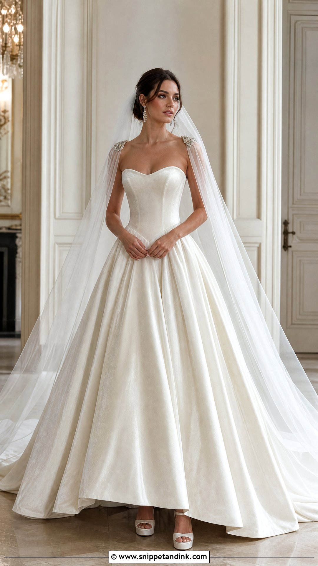 Strapless Velvet Ball Gown Bridal Dress - Snippet and Ink - 20 Velvet Bridal Dress Ideas