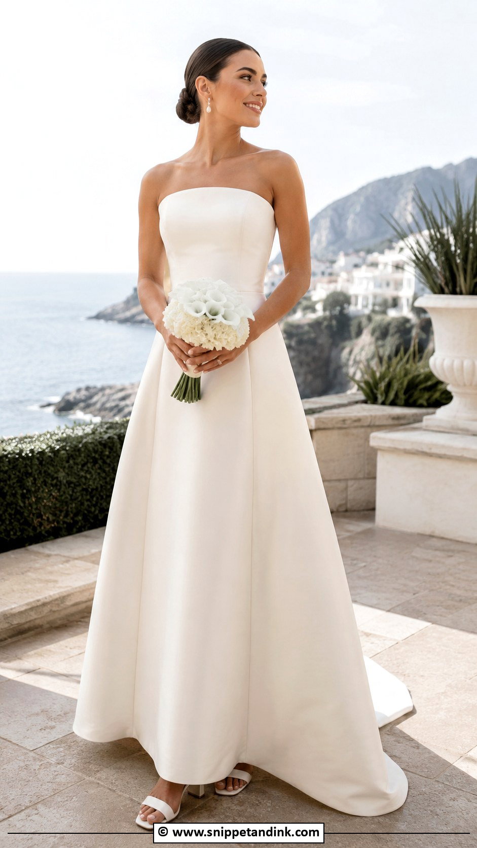 Strapless Wedding Dress For Resort Wedding - Snippet and Ink - 30 Destination Wedding Dress Ideas