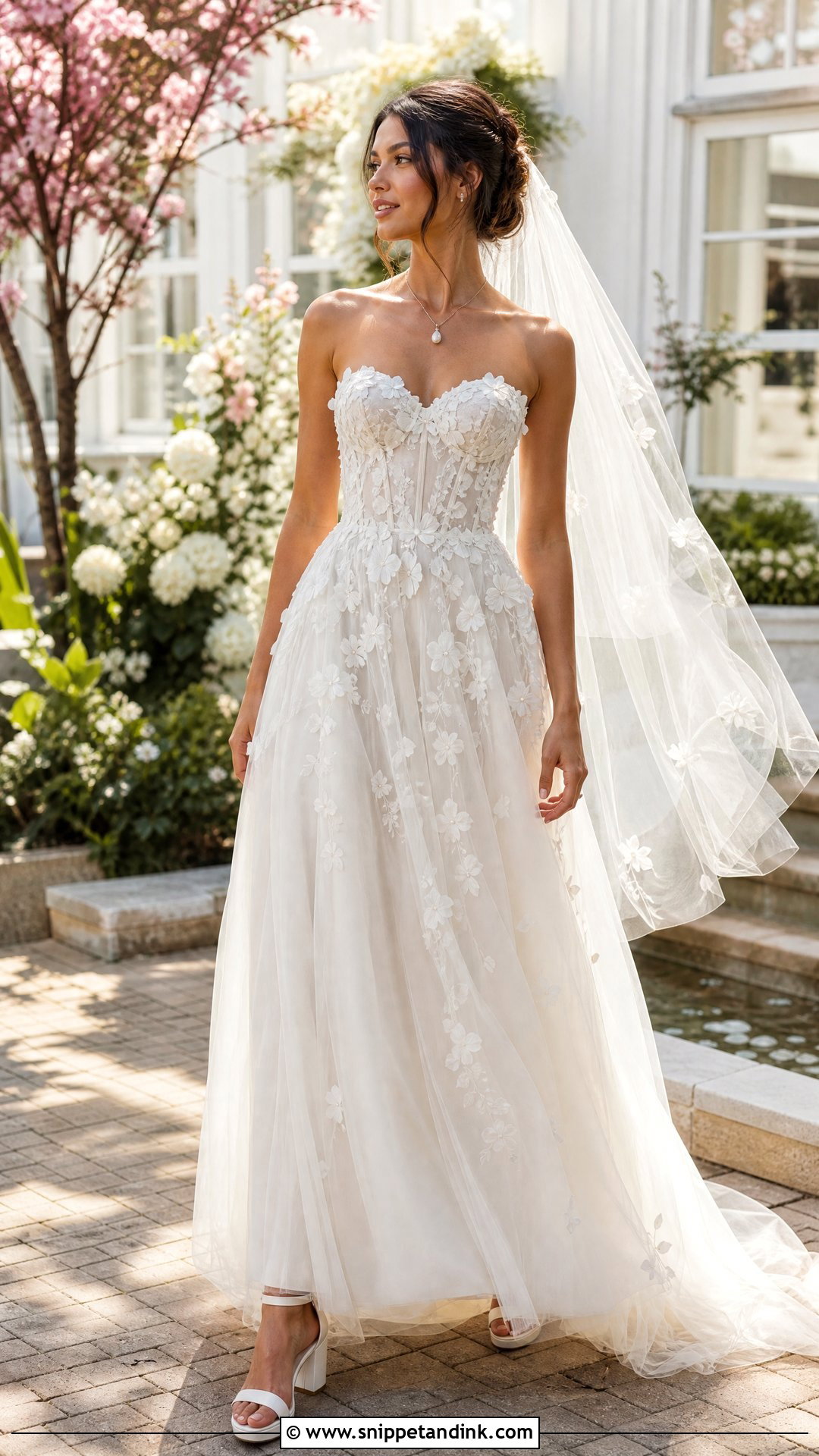 Strapless Wedding Dress With 3D Flowers - Snippet and Ink - 20 Wedding Dress 3d Flowers