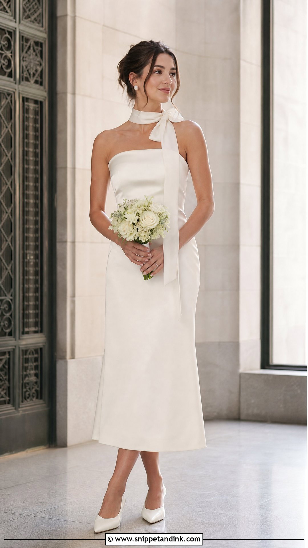 Strapless Wedding Dress With Bow Neck Scarf - Snippet and Ink - 20 Strapless Wedding Dress with Scarf Ideas
