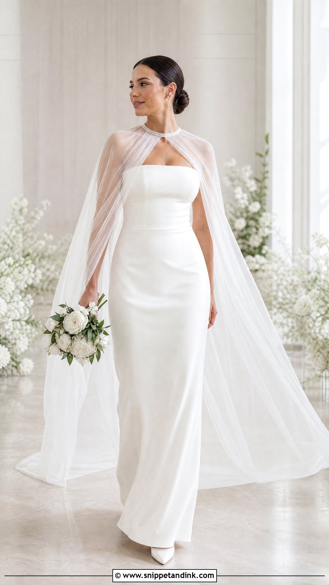 Strapless Wedding Dress With Cape Veil - Snippet and Ink - 25 Simple Strapless Wedding Dress Ideas