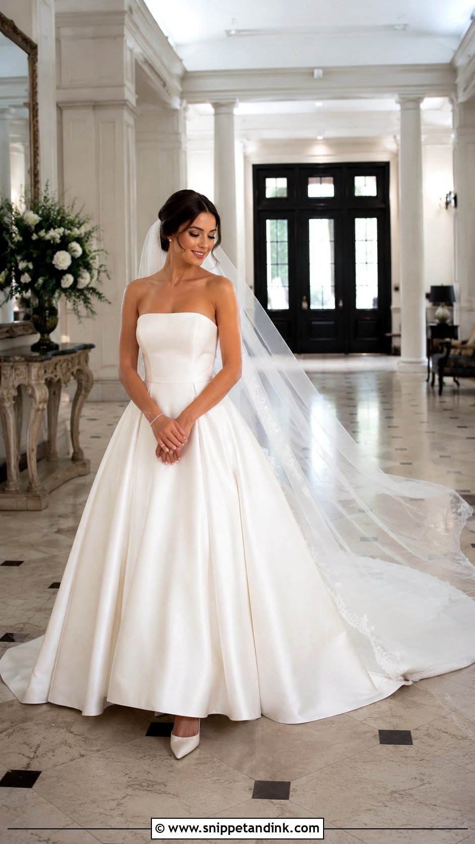 Strapless Wedding Dress With Cathedral Veil - Snippet and Ink - 20 2000 Wedding Dress Ideas