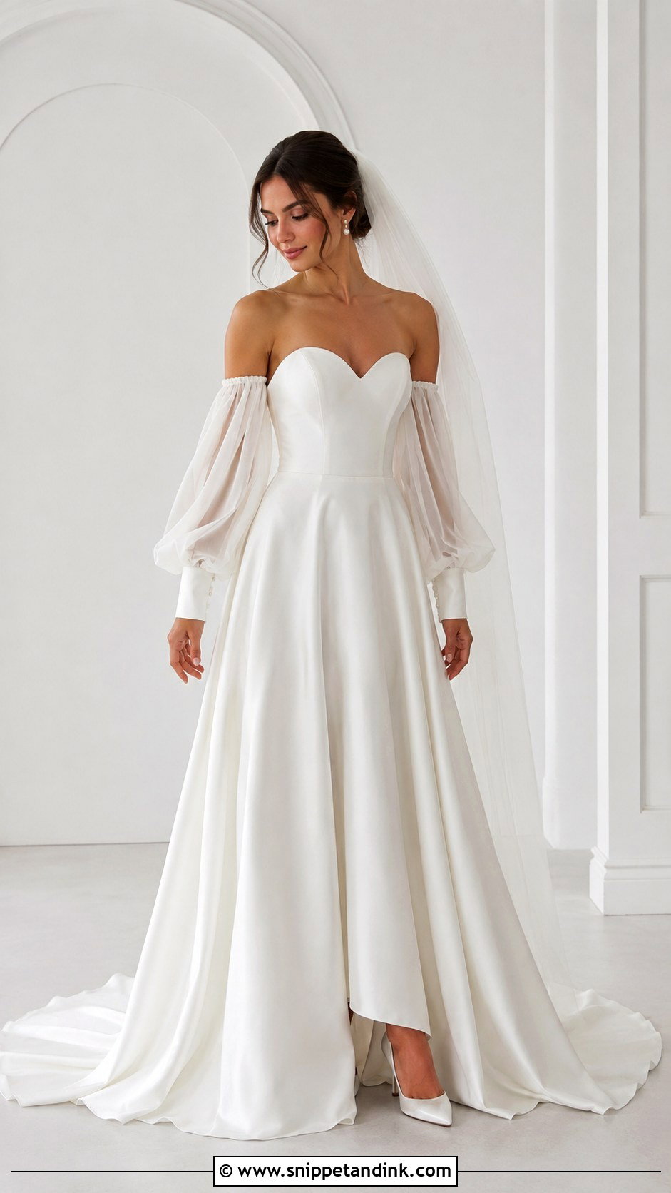 Strapless Wedding Dress With Detachable Bishop Sleeves - Snippet and Ink - 20 Wedding Dress with Detachable Sleeves