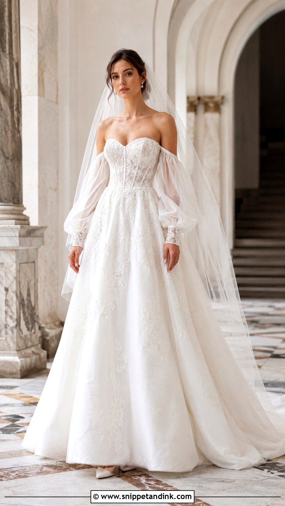 Strapless Wedding Dress With Detachable Bishop Sleeves - Snippet and Ink - 20 Strapless Wedding Dress with Sleeves