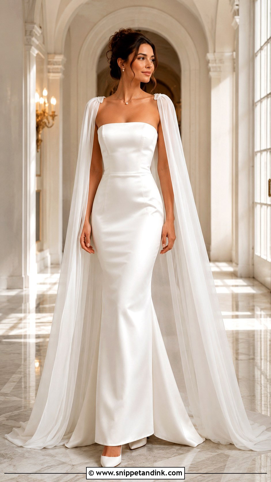 Strapless Wedding Dress With Detachable Cape - Snippet and Ink - 25 Two in One Wedding Dress Ideas